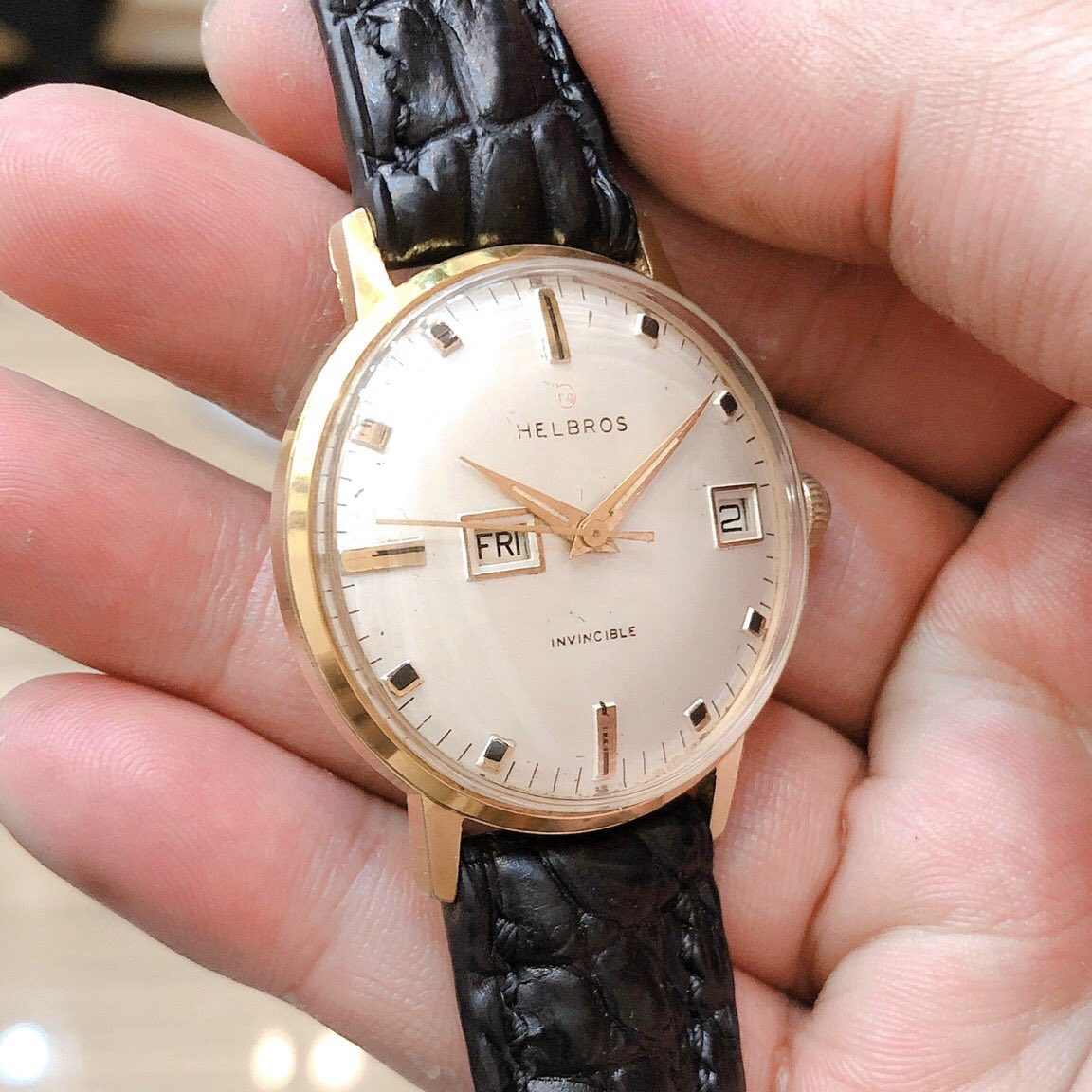 Đồng hồ cổ Hebros lên dây lacke 18k chính hãng Pháp