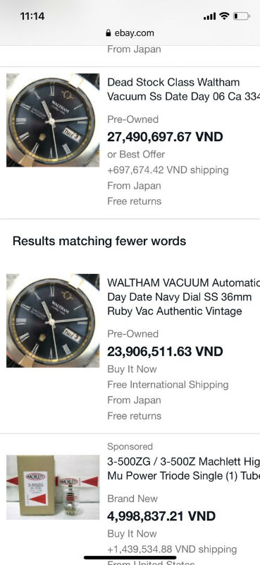 Đồng hồ Waltham VACUUM automatic chính hãng thuỵ sỹ 
