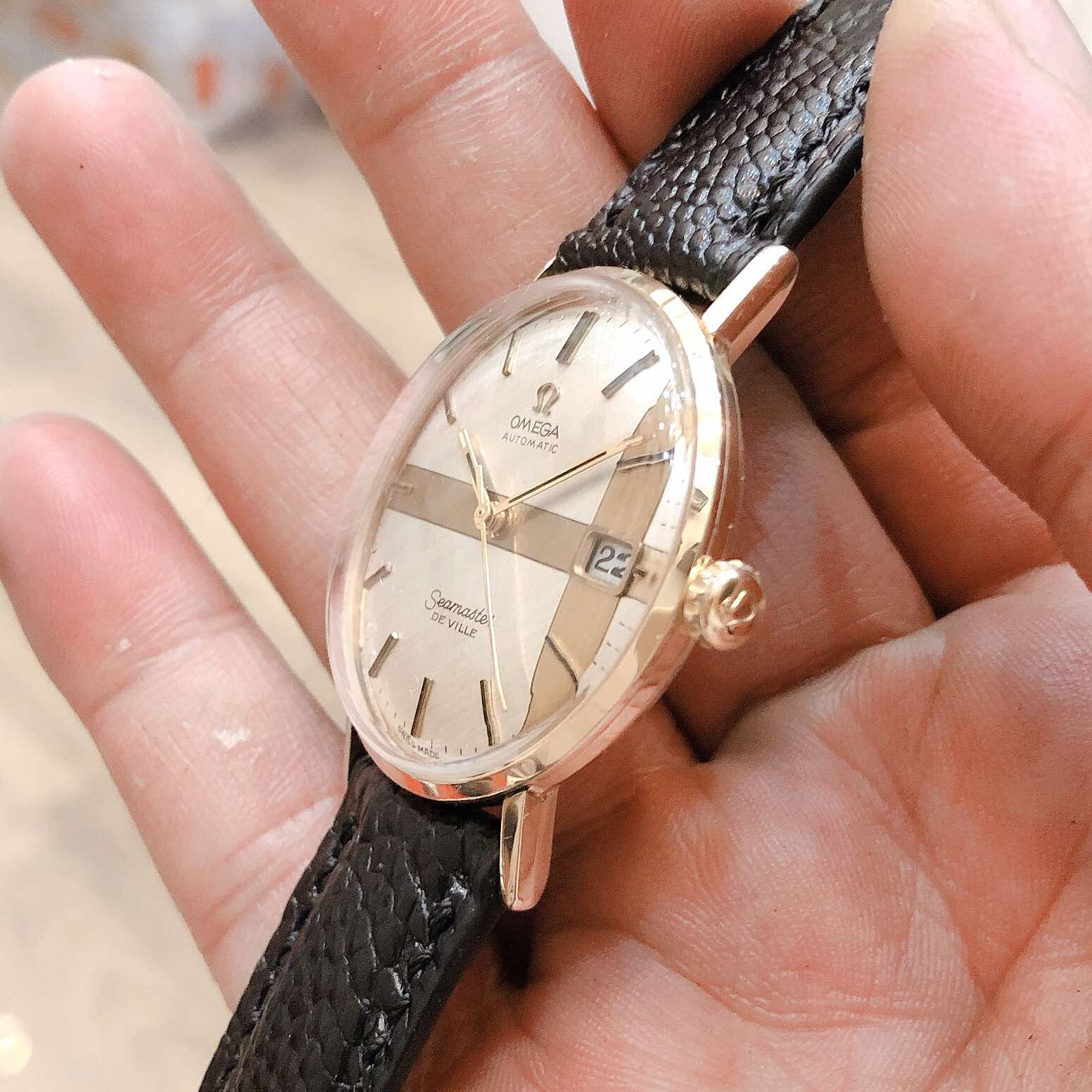 Đồng hồ cổ Omega seamaster De Ville automatic bọc vàng 14k toàn thân chính hãng Thuỵ Sĩ 
