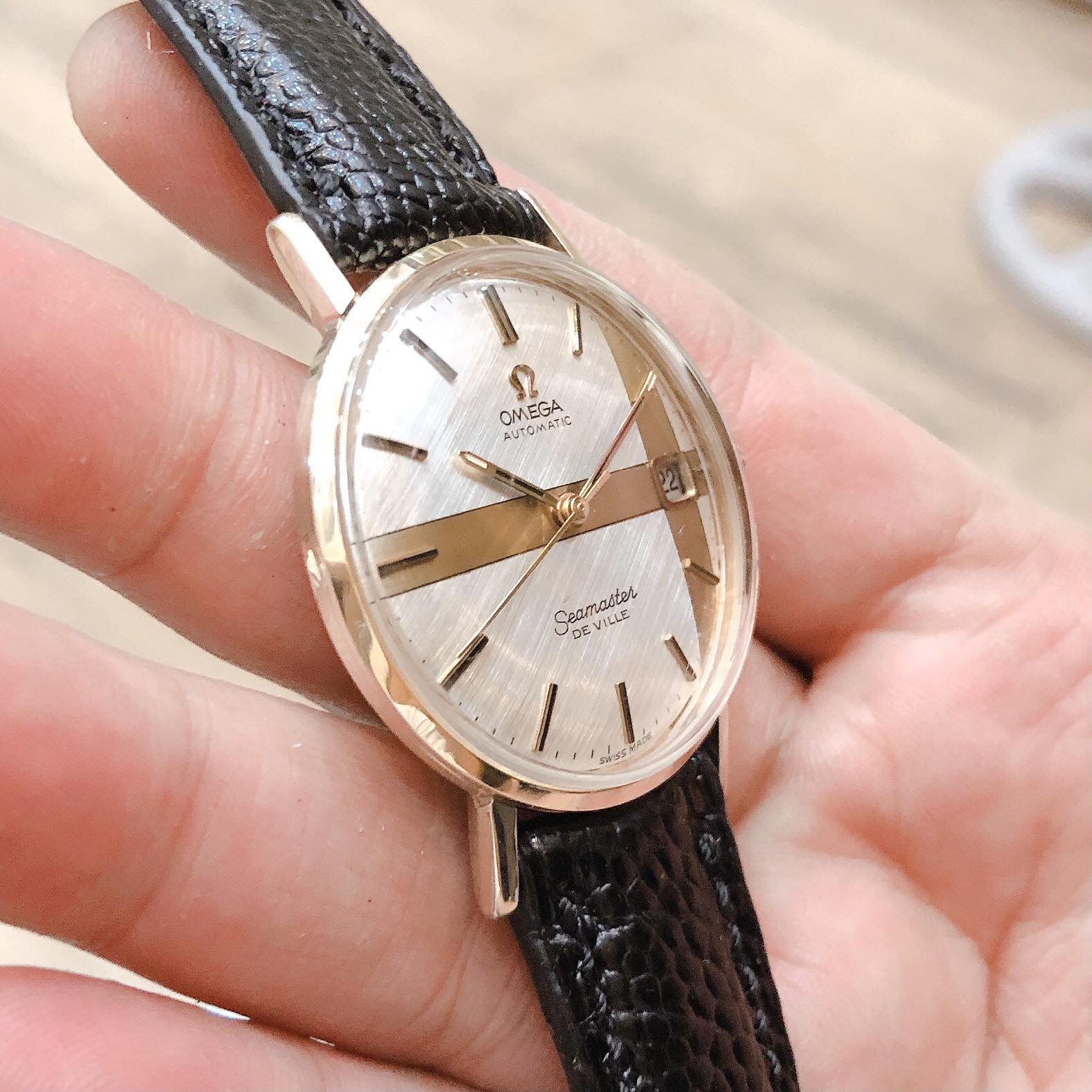 Đồng hồ cổ Omega seamaster De Ville automatic bọc vàng 14k toàn thân chính hãng Thuỵ Sĩ 