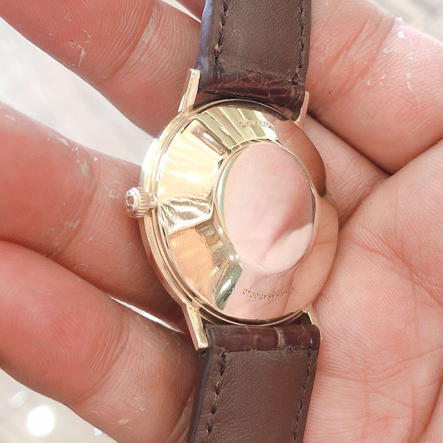 Đồng hồ cổ Hamilton lên dây vàng đúc 14k chính hãng Thuỵ Sĩ