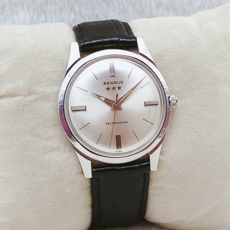 Đồng hồ cổ Benrus 3 sao automatic Inox chính hãng Thuỵ Sỹ 