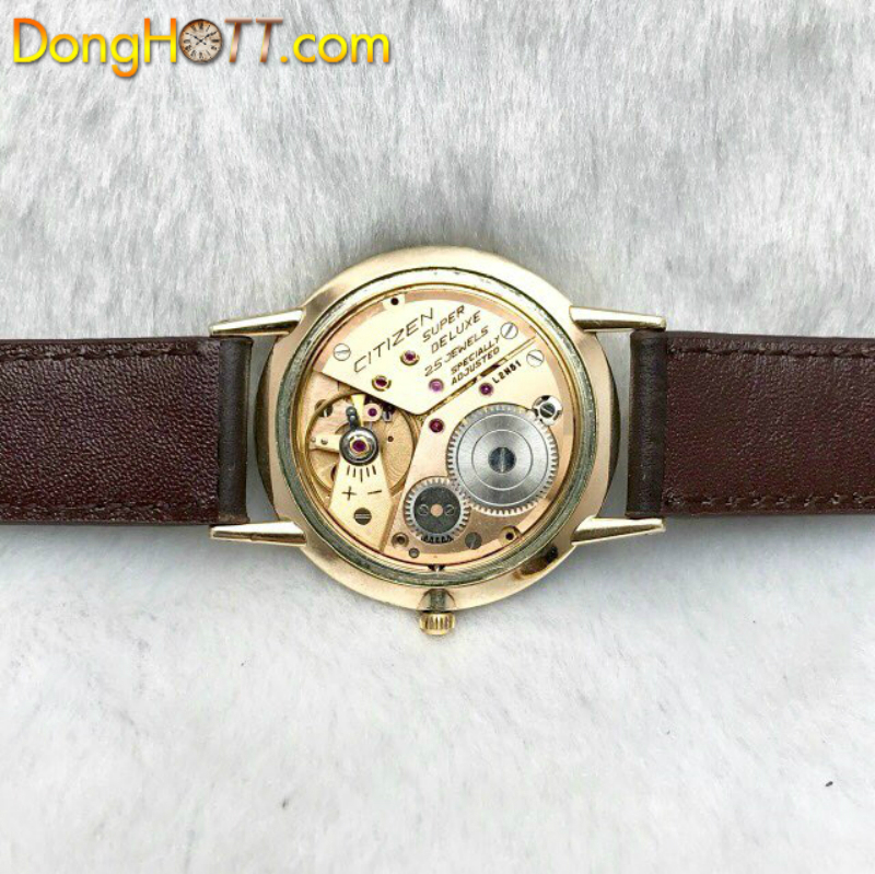 Đồng hồ cổ CITIZEN Super Deluxe siêu mỏng lên giây bọc vàng 14k 80 Microns toàn thân chính hãng Nhật