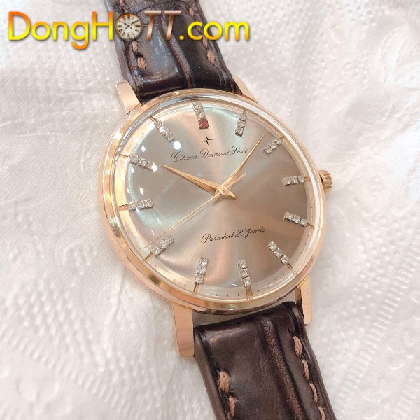 Đồng hồ cổ Citizen DIAMOND FLAKE bọc vàng lộ cơ chính hãng nhật bản