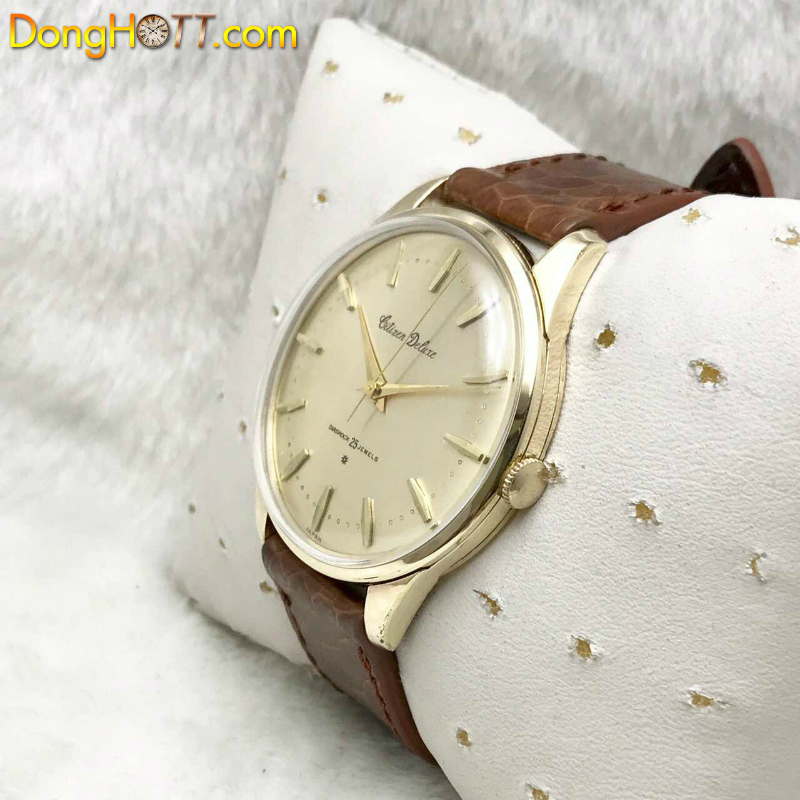 Đồng hồ cổ Citizen Delux lên dây 25 Jewels Phiên Bản Đặc Biệt bọc vàng 14k 80 Microns toàn thân chính hãng Nhật