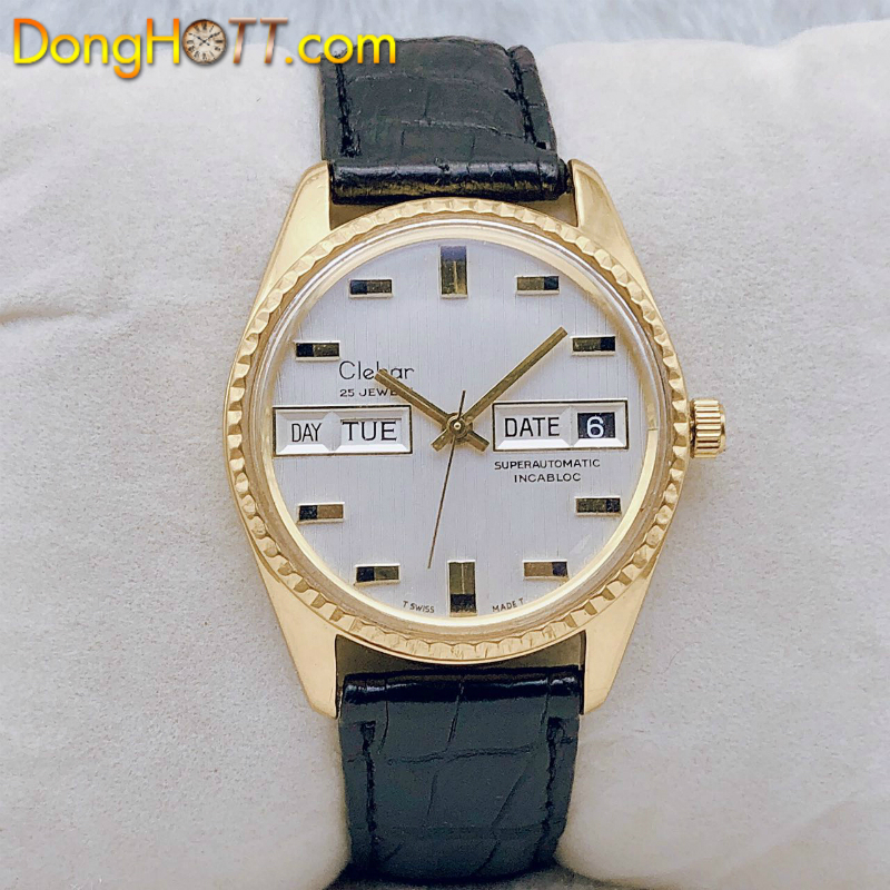 Đồng hồ cổ CLEBAR Automatic lacke vàng 18k chính hãng Thuỵ Sỹ