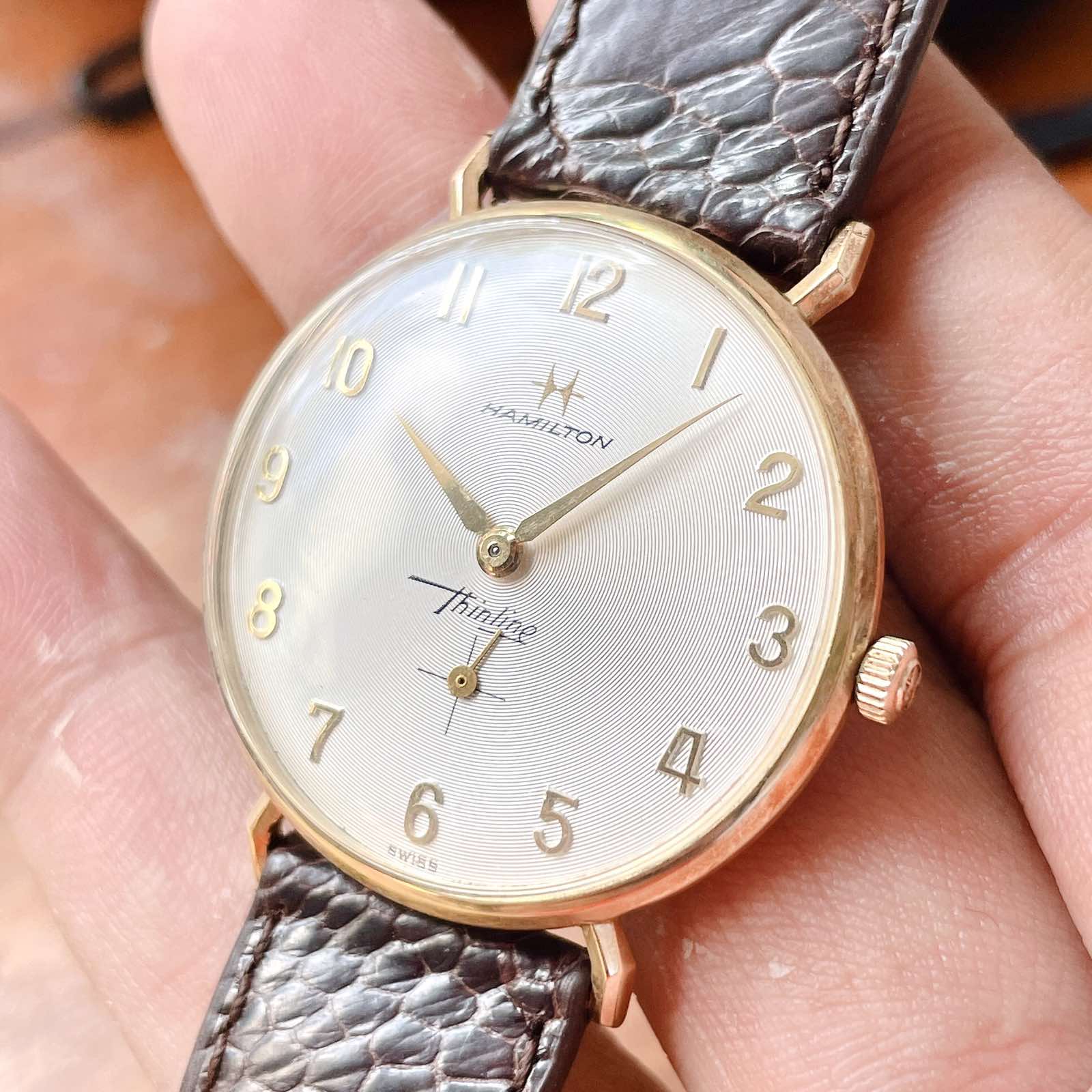 Đồng hồ cổ Hamilton lên dây siêu mỏng vàng đúc đặc 14k chính hãng thụy Sĩ