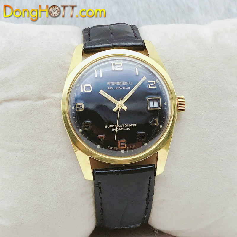 Đồng hồ cổ INTERNATIONAL 25jewels super automatic lacke vàng 18k chính hãng Thuỵ Sỹ