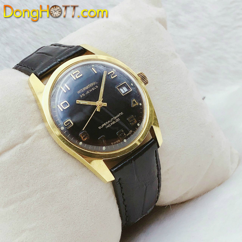 Đồng hồ cổ INTERNATIONAL 25jewels super automatic lacke vàng 18k chính hãng Thuỵ Sỹ