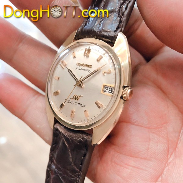 Đồng hồ cổ Longines sấm sét automatic bọc vàng 14k goldfilled chính hãng Thuỵ Sĩ