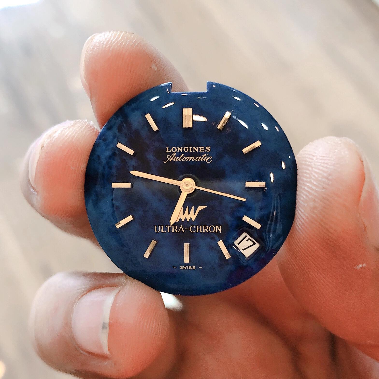 Đồng hồ cổ Longines sấm sét mặt men xanh automatic chính hãng Thuỵ Sĩ 