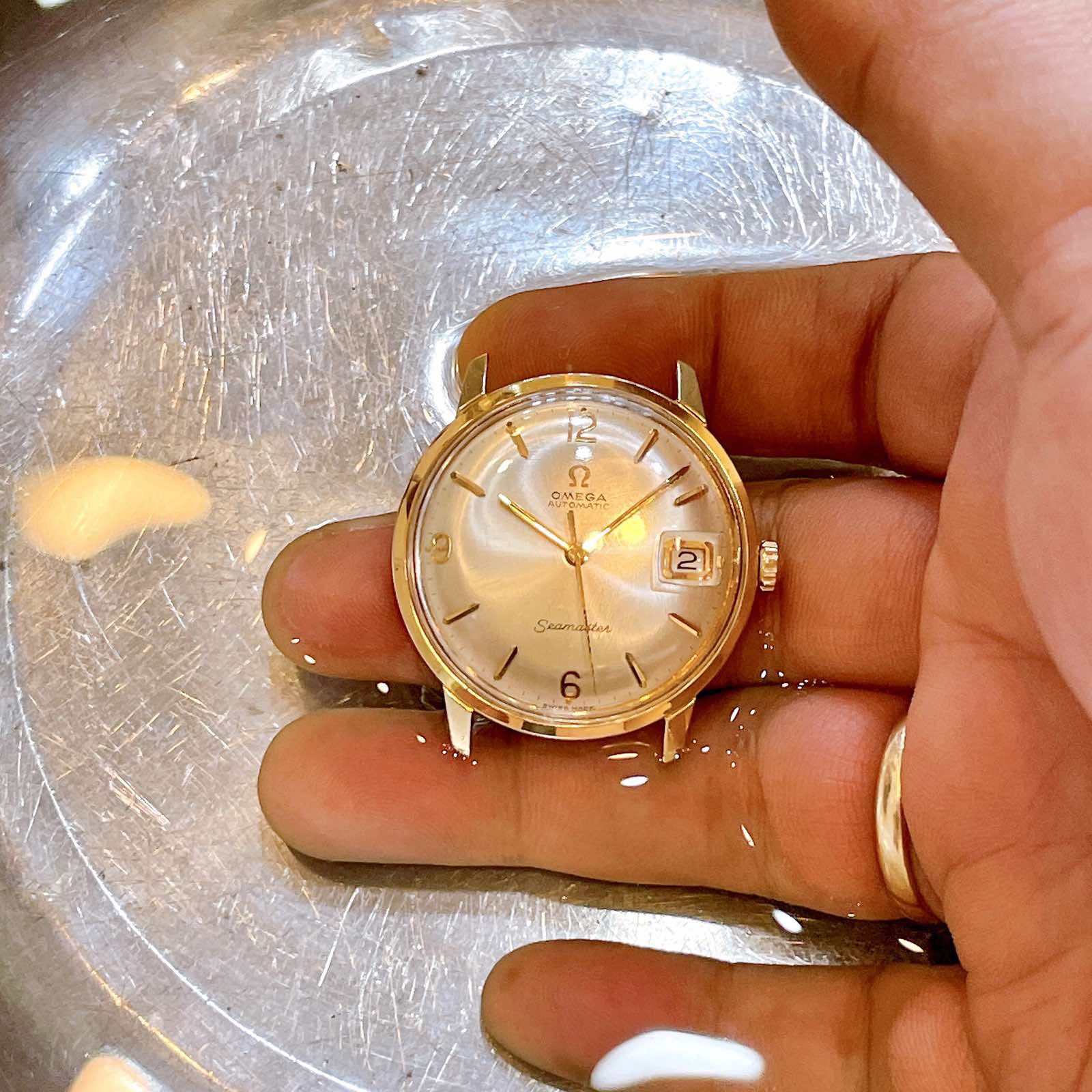Đồng hồ cổ Omega seamaster Automatic lacke vàng hồng 14k 40 micro chính hãng thụy Sĩ 