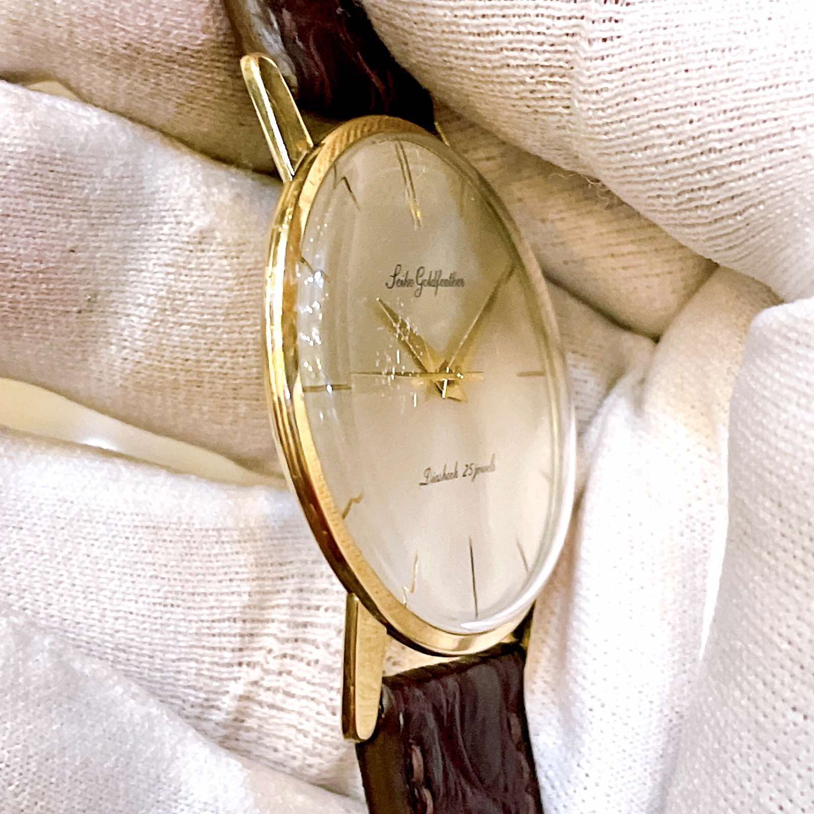 Đồng hồ cổ Seiko Gold Feather bọc vàng 14k goldfilled lên dây chính hãng nhật bản