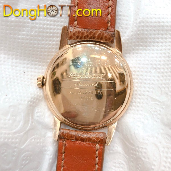 Đồng hồ cổ Seiko Crown kim đĩa bọc vàng 14k goldfilled chính hãng nhật bản