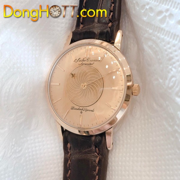 Đồng hồ cổ Seiko Crown kim đĩa lên dây 14k goldfilled chính hãng nhật bản 