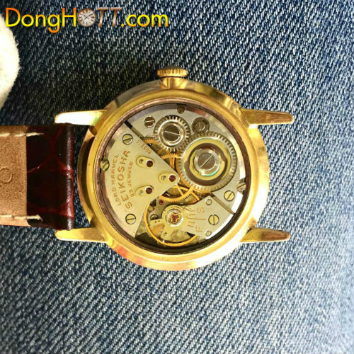 Đồng hồ cổ Seiko Lord Marvel chính hãng với mặt số Zin màu trắng 3 kim kết hợp với những cọc số nổi rất đẹp, vỏ-đáy vàng đúc 18k,núm zin có logo bọc vàng.máy lên dây.