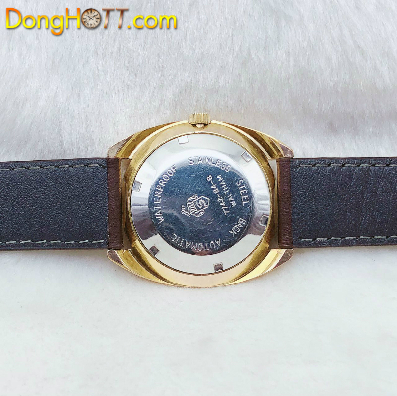 Đồng hồ cổ WALTHAM Automatic lacke vàng hồng 18k size lớn chính hãng Thuỵ Sỹ 