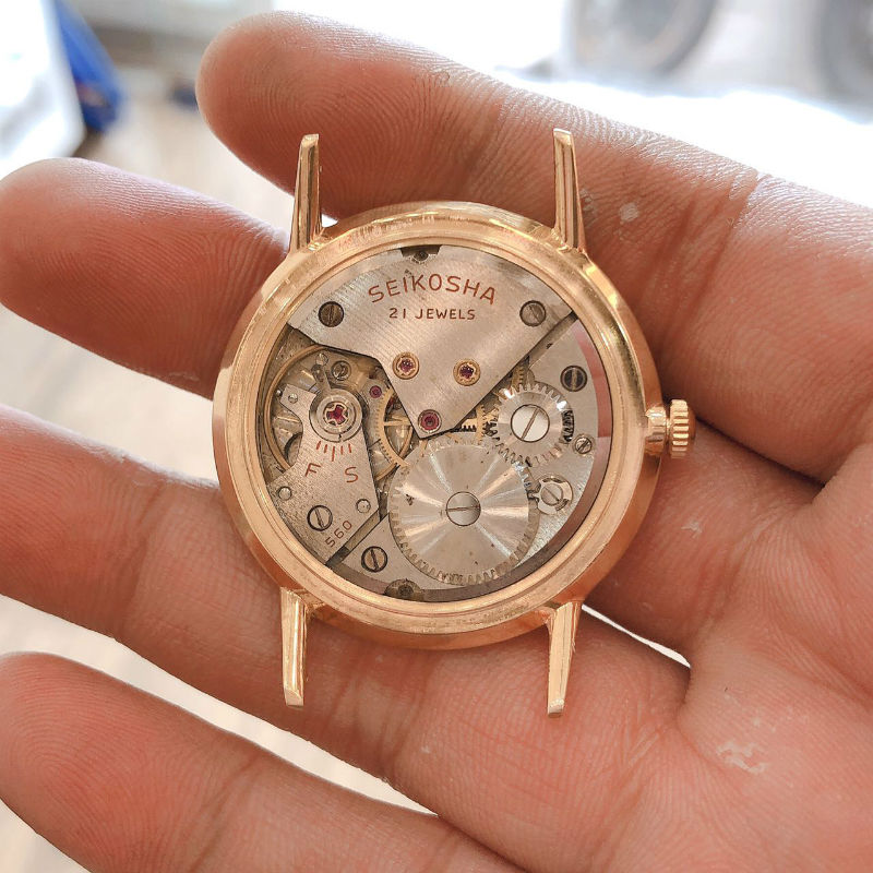Đồng hồ cổ SEIKO Cronos lên dây lacke vàng 20 micro chính hãng Nhật Bản