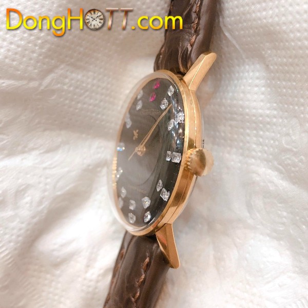 Đồng hồ cổ Seiko Crown kim đĩa lên dây lacke vàng chính hãng nhật bản