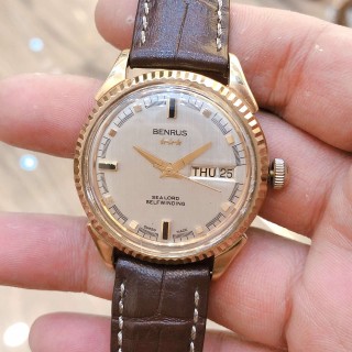 Đồng hồ cổ Benrus automatic lacke vàng size to chính hãng Thuỵ Sĩ