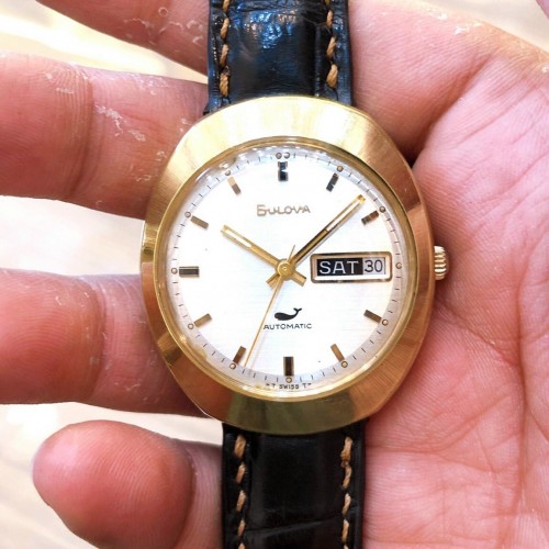 Đồng hồ cổ Bulova cá heo automatic vỏ bọc vàng 10k RGP toàn thân chính hãng thuỵ sỹ