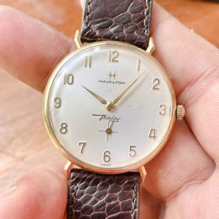 Đồng hồ cổ Hamilton lên dây siêu mỏng vàng đúc đặc 14k chính hãng thụy Sĩ