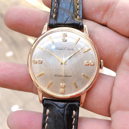 Đồng hồ Seiko crown lên dây lacke 14k toàn thân chính hãng nhật bản