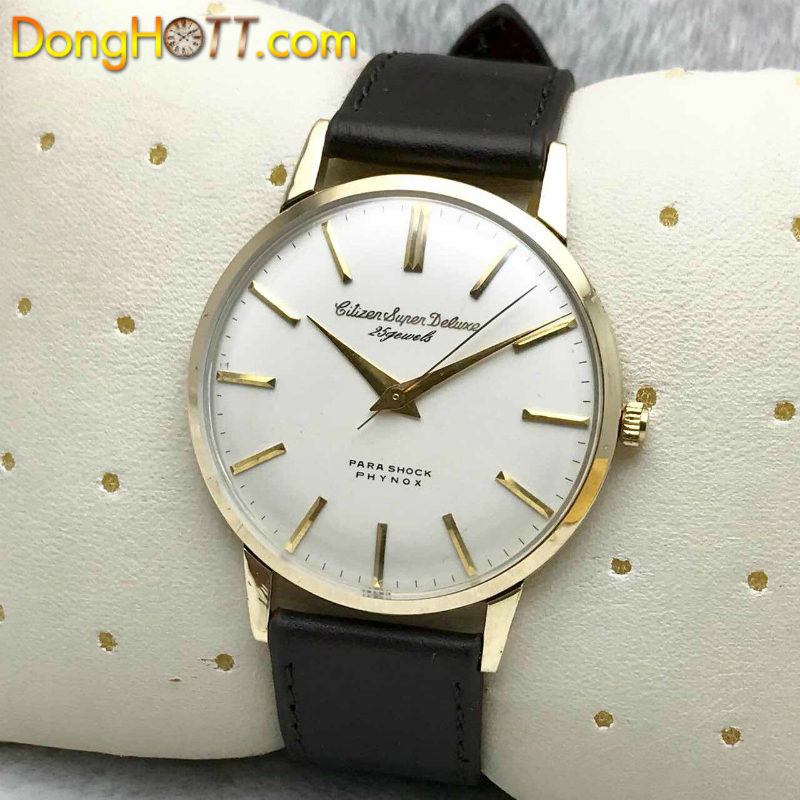 CITIZEN super deluxe 14K 80microns 動作品 シチズン スーパーデラックス 金機械 扇状サテン仕上げダイヤル