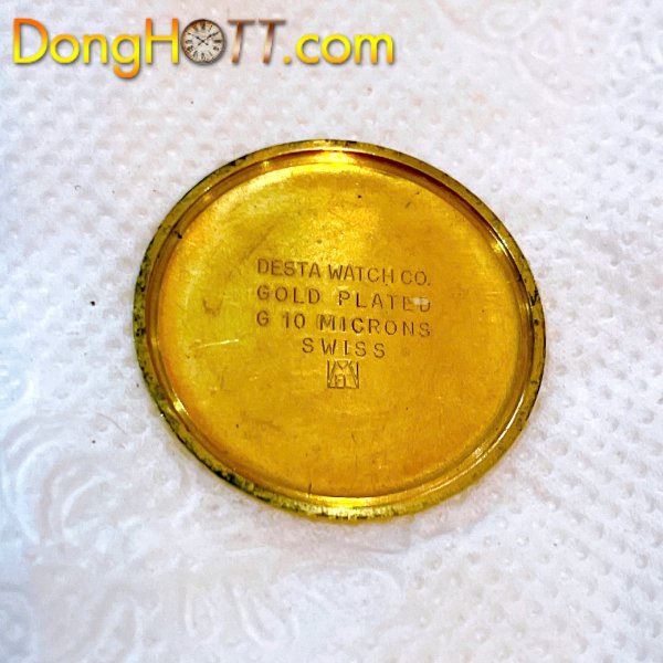 Đồng hồ cổ DESTA lên dây lacke vàng 18k chính hãng Thụy Sĩ với Mặt số zin 3 kim kết hợp với cọc số nổi rất đẹp. 