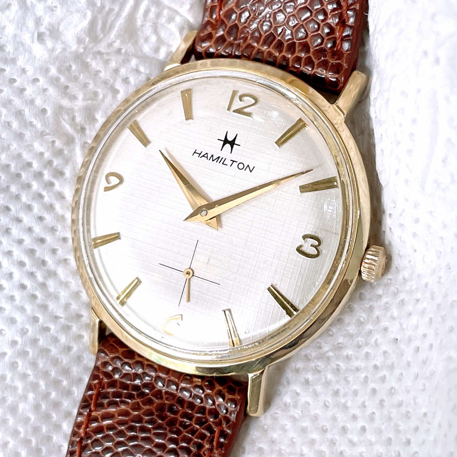 Đồng hồ cổ Hamilton lên dây vàng đúc 14k chính hãng thụy Sĩ