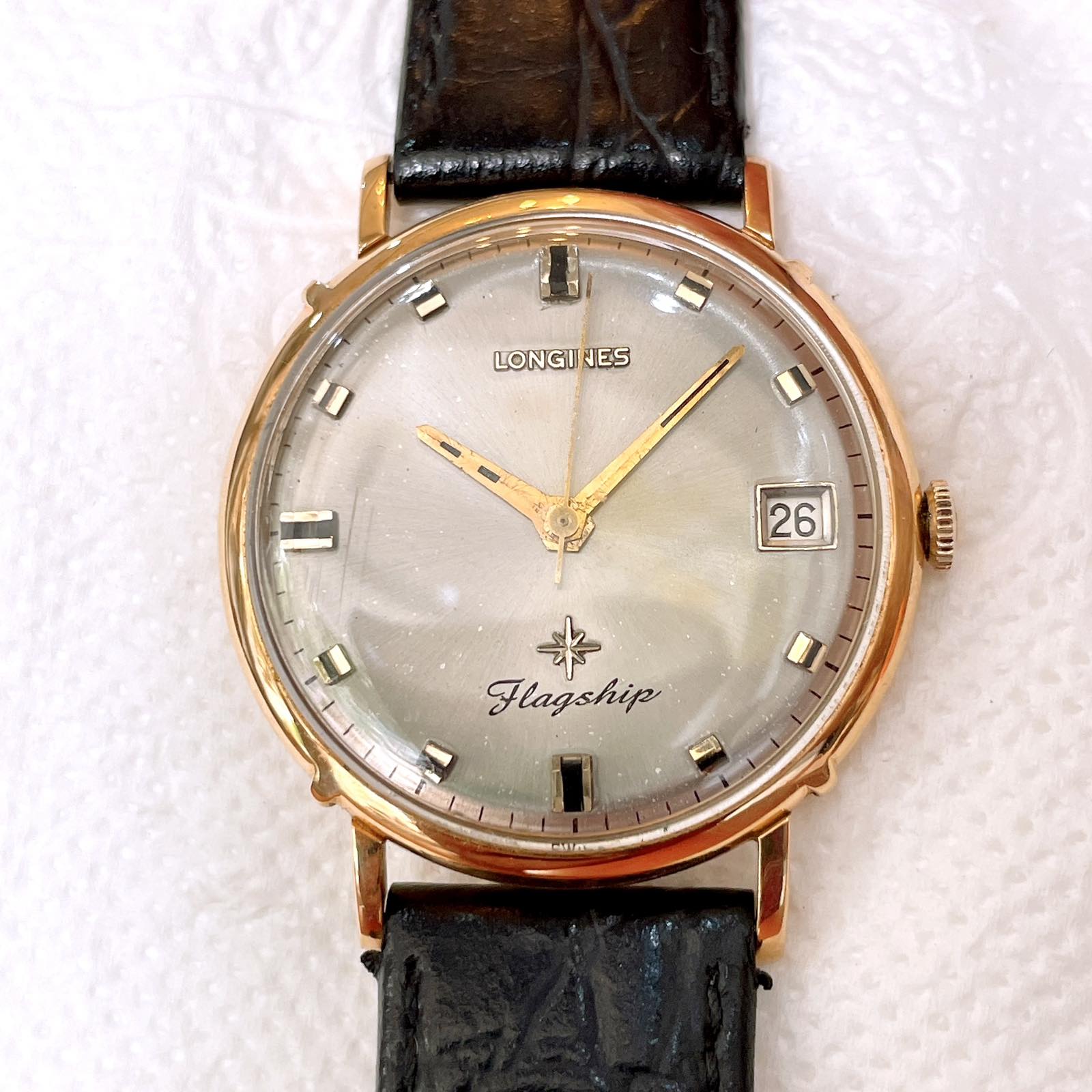 Đồng hồ cổ Longines FlagShip lên dây vàng hồng đúc 18k chính hãng Thụy Sĩ