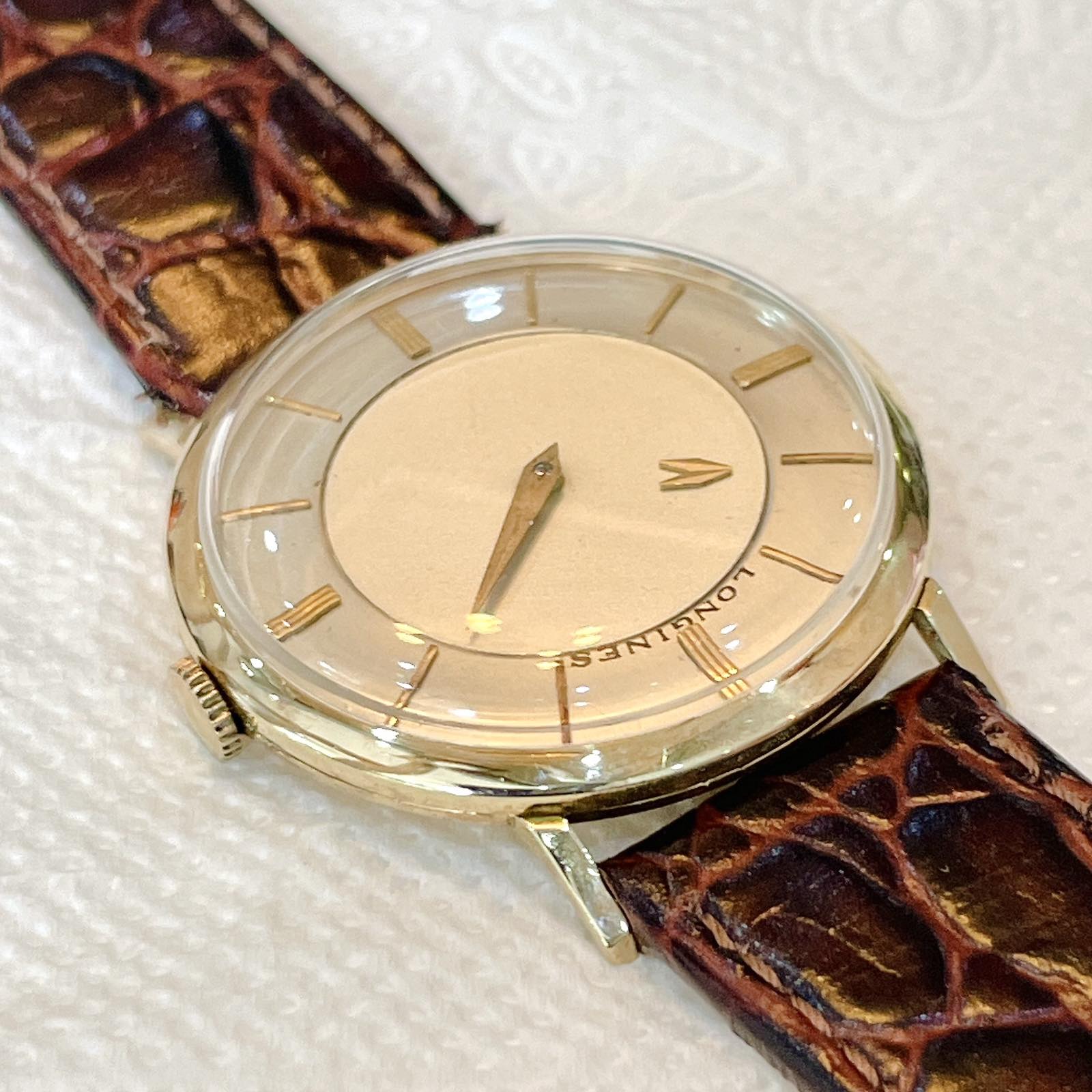 Đồng hồ cổ Longines kim đĩa lên dây bọc vàng 10k chính hãng thụy Sĩ 