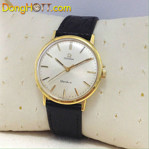 Đồng hồ cổ Omega Genenve xuất sứ Thụy Sĩ  với mặt số zin 3kim rất đẹp, vỏ-núm lắc kê vàng, đáy Ss thép không rỉ inox. 