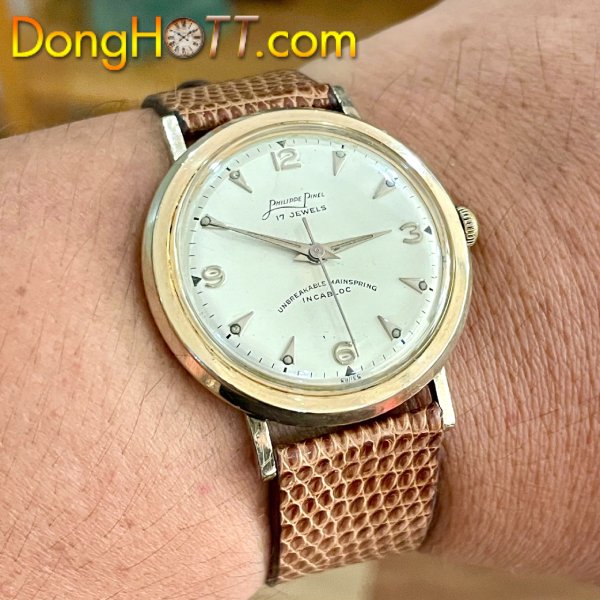 Đồng hồ cổ Philippe Pinel lên dây bọc vàng 10k chính hãng Thụy Sĩ 